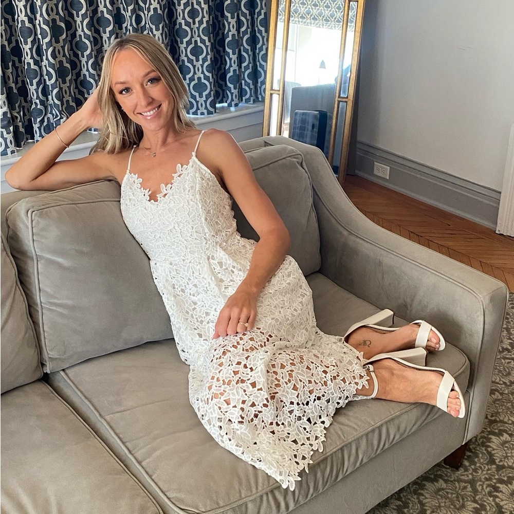 White lace midi dress